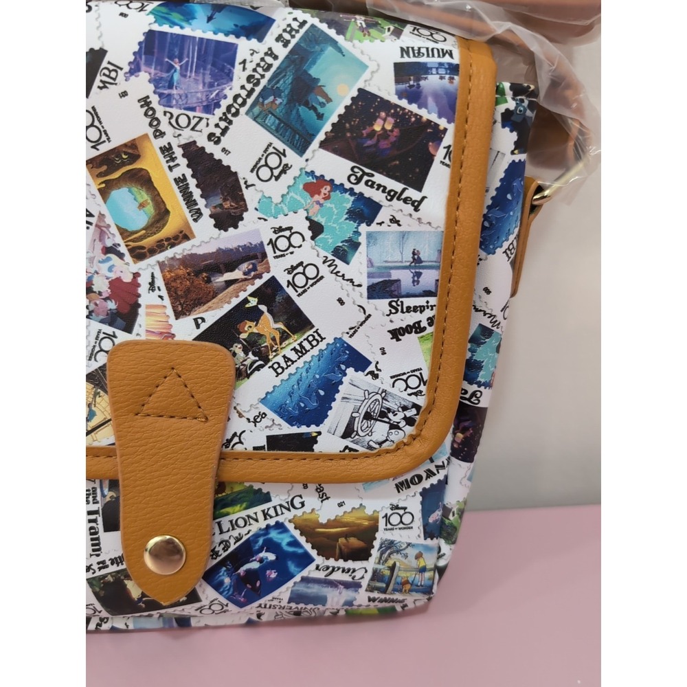 NWT Buckle-Down Disney D100 Anniversary Stamp Print Crossbody Bag Vegan Leather‎ - Picture 3 of 9